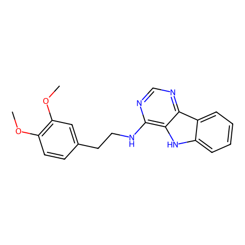 N-[2-(3,4-dimethoxyphenyl)ethyl]-5H-pyrimido[5,4-b]indol-4-amine structure