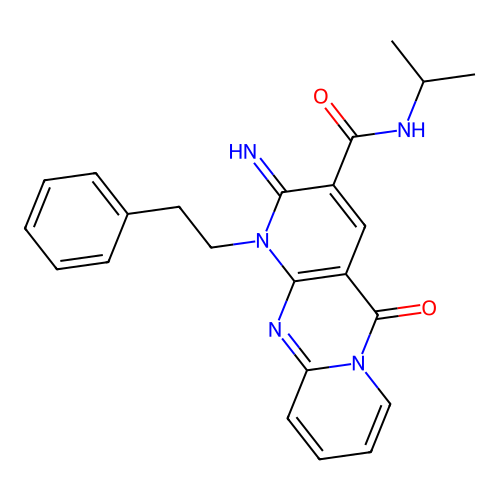 6-imino-2-oxo-7-(2-phenylethyl)-N-(propan-2-yl)-1,7,9-triazatricyclo[8.4.0.0^{3,8}]tetradeca-3(8),4,9,11,13-pentaene-5-carboxamide structure
