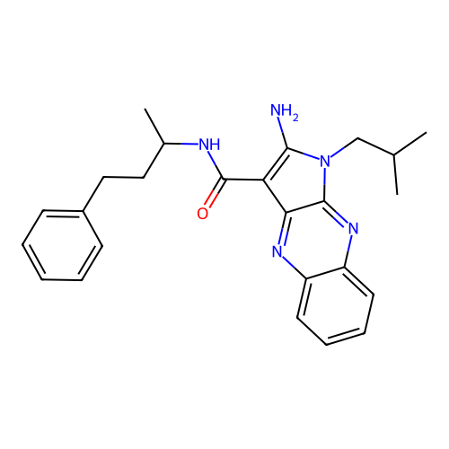 2-amino-1-(2-methylpropyl)-N-(4-phenylbutan-2-yl)-1H-pyrrolo[2,3-b]quinoxaline-3-carboxamide structure