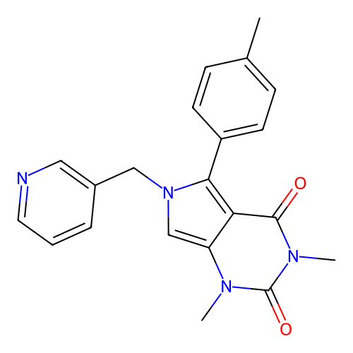 1,3-dimethyl-5-(4-methylphenyl)-6-(pyridin-3-ylmethyl)pyrrolo[3,4-d]pyrimidine-2,4-dione structure