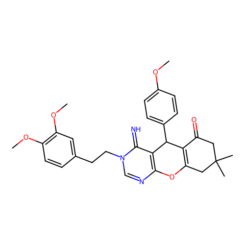 3-(3,4-dimethoxyphenethyl)-4-imino-5-(4-methoxyphenyl)-8,8-dimethyl-5,7,8,9-tetrahydro-3H-chromeno[2,3-d]pyrimidin-6(4H)-one structure