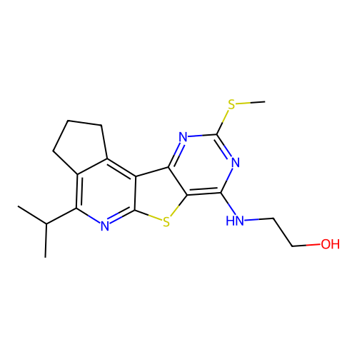 2-((4-isopropyl-9-(methylthio)-2,3-dihydro-1H-cyclopenta[4',5']pyrido[3',2':4,5]thieno[3,2-d]pyrimidin-7-yl)amino)ethanol structure
