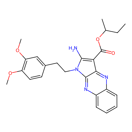 butan-2-yl 2-amino-1-[2-(3,4-dimethoxyphenyl)ethyl]pyrrolo[3,2-b]quinoxaline-3-carboxylate structure