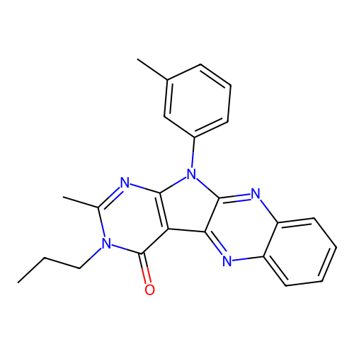 2-methyl-11-(3-methylphenyl)-3-propyl-3,11-dihydro-4H-pyrimido[5',4':4,5]pyrrolo[2,3-b]quinoxalin-4-one structure