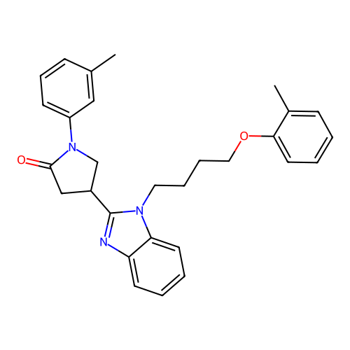 1-(m-tolyl)-4-(1-(4-(o-tolyloxy)butyl)-1H-benzo[d]imidazol-2-yl)pyrrolidin-2-one structure