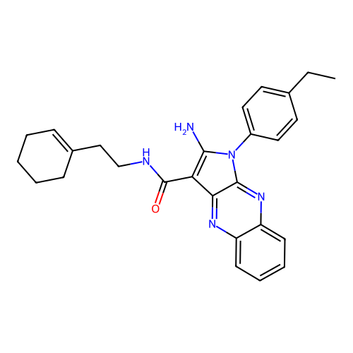 2-amino-N-(2-(cyclohex-1-en-1-yl)ethyl)-1-(4-ethylphenyl)-1H-pyrrolo[2,3-b]quinoxaline-3-carboxamide structure