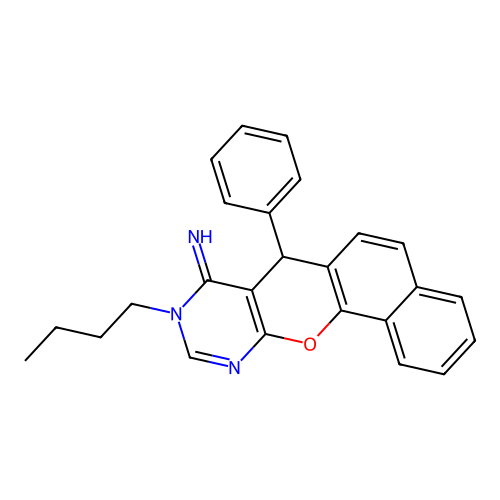 9-butyl-7-phenyl-7,9-dihydro-8H-benzo[7,8]chromeno[2,3-d]pyrimidin-8-imine structure