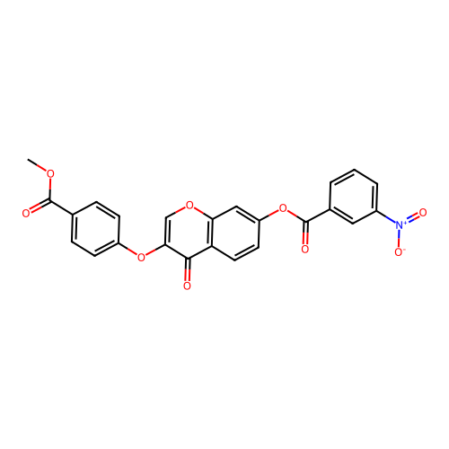 3-(4-(methoxycarbonyl)phenoxy)-4-oxo-4H-chromen-7-yl 3-nitrobenzoate structure