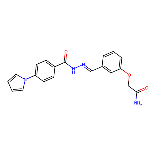 2-{3-[(4-Pyrrol-1-yl-benzoyl)-hydrazonomethyl]-phenoxy}-acetamide structure