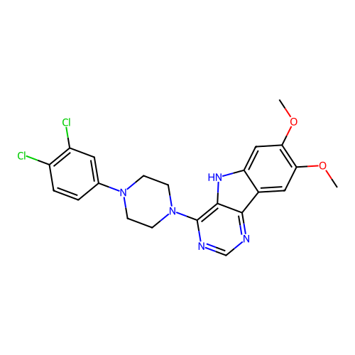 4-[4-(3,4-dichlorophenyl)piperazin-1-yl]-7,8-dimethoxy-5H-pyrimido[5,4-b]indole structure