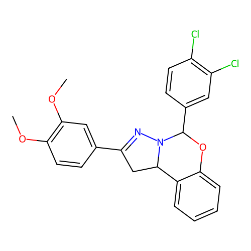 5-(3,4-dichlorophenyl)-2-(3,4-dimethoxyphenyl)-1,10b-dihydropyrazolo[1,5-c][1,3]benzoxazine structure