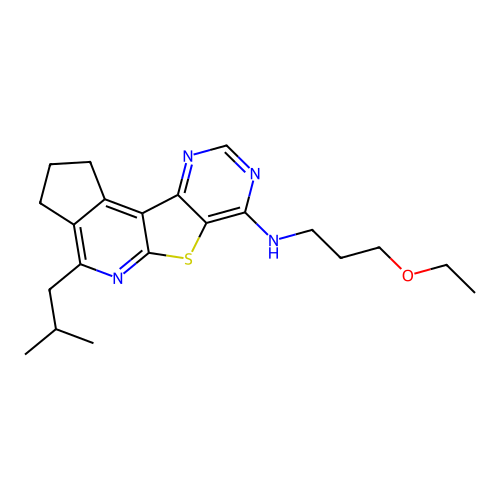 N-(3-ethoxypropyl)-4-(2-methylpropyl)-2,3-dihydro-1H-cyclopenta[4',5']pyrido[3',2':4,5]thieno[3,2-d]pyrimidin-7-amine structure
