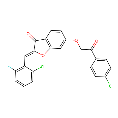 (2Z)-2-(2-chloro-6-fluorobenzylidene)-6-[2-(4-chlorophenyl)-2-oxoethoxy]-1-benzofuran-3(2H)-one structure