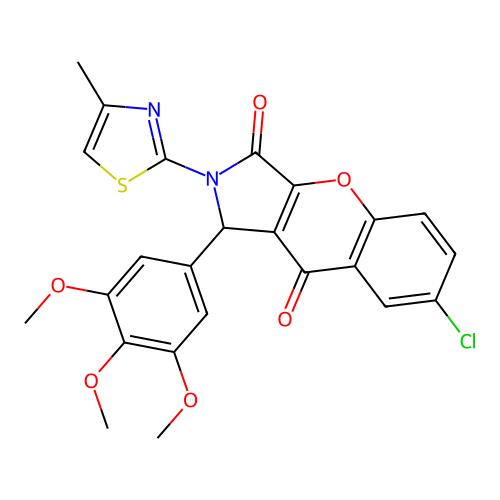 7-chloro-2-(4-methyl-1,3-thiazol-2-yl)-1-(3,4,5-trimethoxyphenyl)-1,2-dihydrochromeno[2,3-c]pyrrole-3,9-dione structure