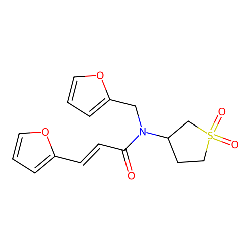 (E)-N-(1,1-dioxidotetrahydrothiophen-3-yl)-3-(furan-2-yl)-N-(furan-2-ylmethyl)acrylamide structure