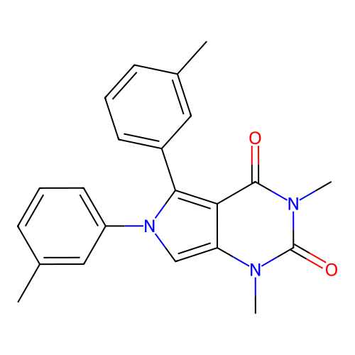 1,3-dimethyl-5,6-bis(3-methylphenyl)pyrrolo[3,4-d]pyrimidine-2,4-dione structure
