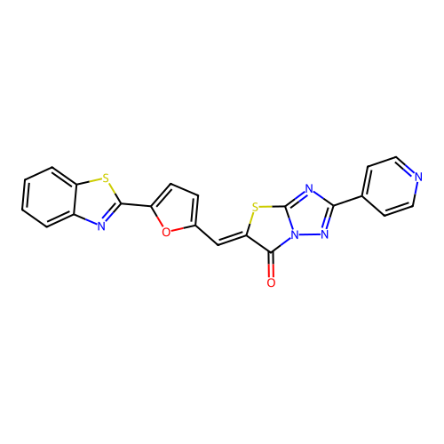 (5Z)-5-[[5-(1,3-benzothiazol-2-yl)furan-2-yl]methylidene]-2-pyridin-4-yl-[1,3]thiazolo[3,2-b][1,2,4]triazol-6-one structure