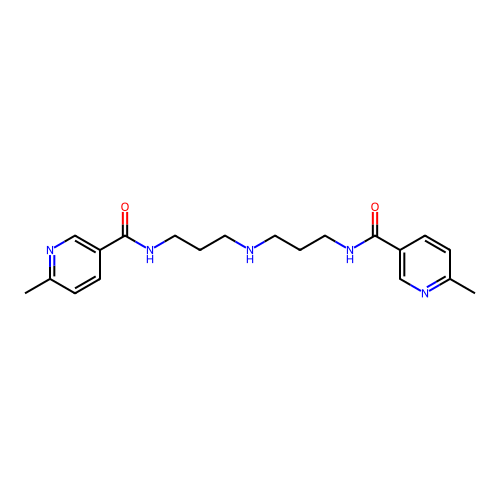N,N'-(iminodipropane-3,1-diyl)bis(6-methylpyridine-3-carboxamide) structure