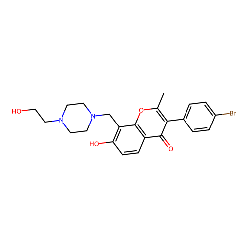 3-(4-bromophenyl)-7-hydroxy-8-((4-(2-hydroxyethyl)piperazin-1-yl)methyl)-2-methyl-4H-chromen-4-one structure