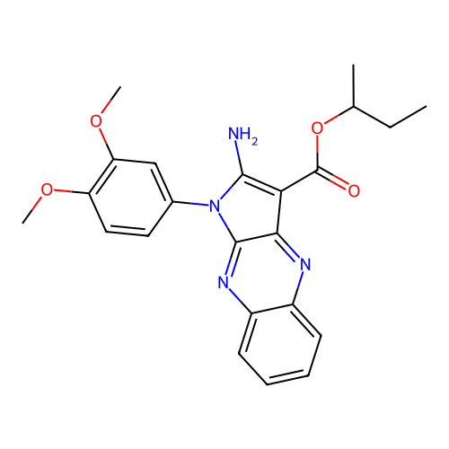 sec-butyl 2-amino-1-(3,4-dimethoxyphenyl)-1H-pyrrolo[2,3-b]quinoxaline-3-carboxylate structure