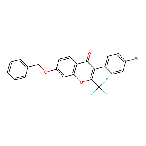 7-(benzyloxy)-3-(4-bromophenyl)-2-(trifluoromethyl)-4H-chromen-4-one structure