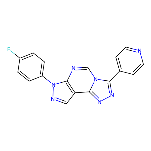 3-(4-fluorophenyl)-7-(4-pyridyl)-6-hydropyrazolo[5,4-d]1,2,4-triazolo[4,3-e]py rimidine structure