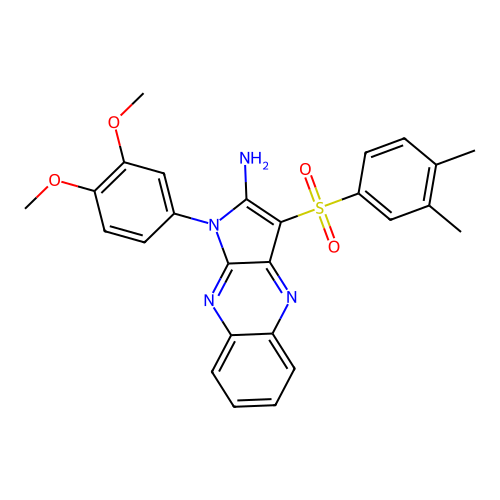 1-(3,4-dimethoxyphenyl)-3-(3,4-dimethylphenyl)sulfonylpyrrolo[3,2-b]quinoxalin-2-amine structure