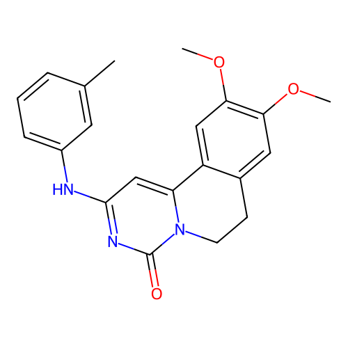 9,10-Dimethoxy-2-(3-methylanilino)-6,7-dihydropyrimido[6,1-a]isoquinolin-4-one structure