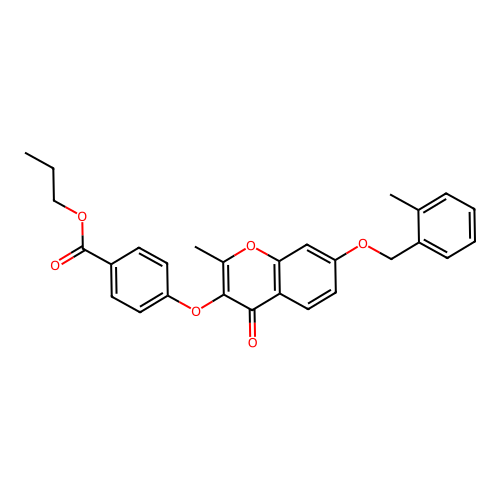 Propyl 4-{2-methyl-7-[(2-methylphenyl)methoxy]-4-oxochromen-3-yloxy}benzoate structure