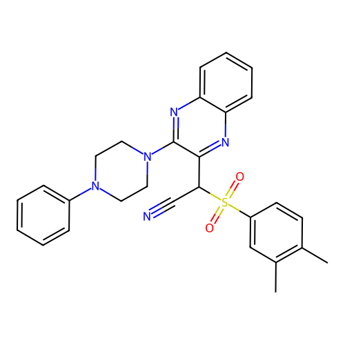 [(3,4-dimethylphenyl)sulfonyl][3-(4-phenylpiperazin-1-yl)quinoxalin-2-yl]acetonitrile structure