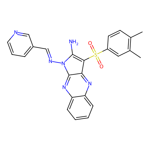 (E)-3-((3,4-dimethylphenyl)sulfonyl)-N1-(pyridin-3-ylmethylene)-1H-pyrrolo[2,3-b]quinoxaline-1,2-diamine structure