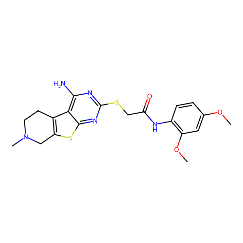 2-((4-amino-7-methyl-5,6,7,8-tetrahydropyrido[4',3':4,5]thieno[2,3-d]pyrimidin-2-yl)thio)-N-(2,4-dimethoxyphenyl)acetamide structure