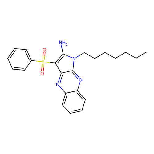 1-heptyl-3-(phenylsulfonyl)-1H-pyrrolo[2,3-b]quinoxalin-2-amine structure