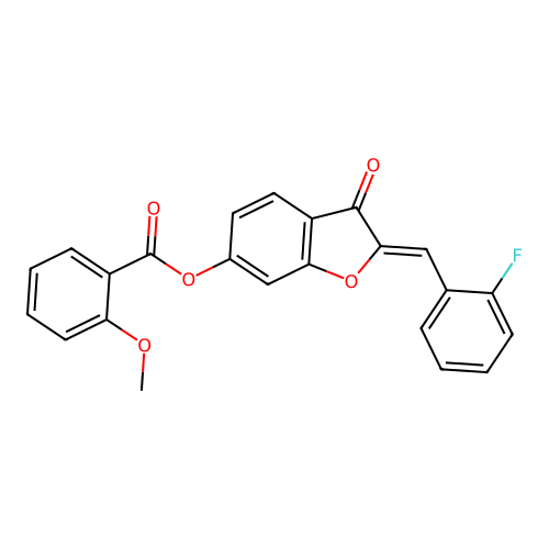 2-[(2-Fluorophenyl)methylene]-3-oxobenzo[3,4-b]furan-6-yl 2-methoxybenzoate structure