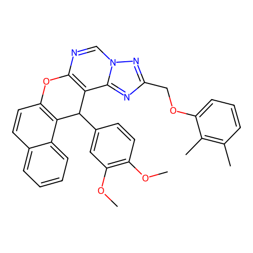 14-(3,4-dimethoxyphenyl)-2-[(2,3-dimethylphenoxy)methyl]-14H-benzo[5,6]chromeno[3,2-e][1,2,4]triazolo[1,5-c]pyrimidine structure