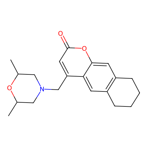 4-((2,6-dimethylmorpholino)methyl)-6,7,8,9-tetrahydro-2H-benzo[g]chromen-2-one structure