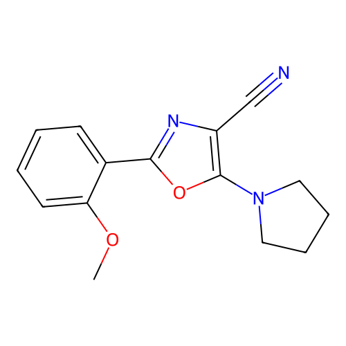 2-(2-Methoxyphenyl)-5-(pyrrolidin-1-yl)-1,3-oxazole-4-carbonitrile structure