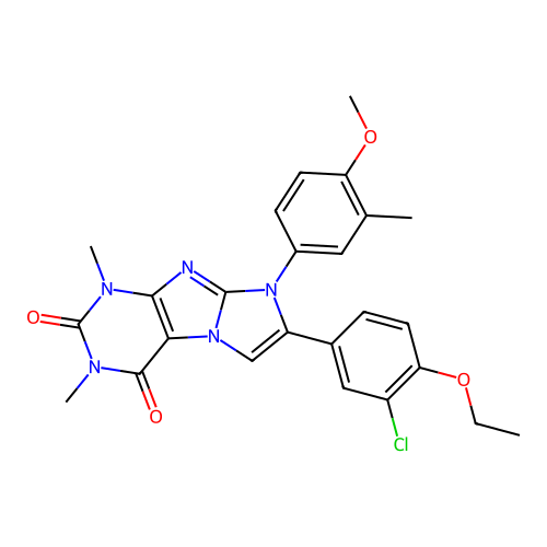 7-(3-chloro-4-ethoxyphenyl)-8-(4-methoxy-3-methylphenyl)-1,3-dimethyl-1H-imidazo[2,1-f]purine-2,4(3H,8H)-dione structure