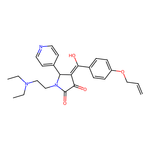 (4E)-1-(2-diethylaminoethyl)-4-[hydroxy-(4-prop-2-enoxyphenyl)methylidene]-5-pyridin-4-ylpyrrolidine-2,3-dione structure