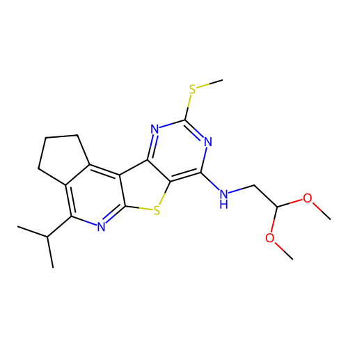 N-(2,2-dimethoxyethyl)-4-isopropyl-9-(methylthio)-2,3-dihydro-1H-cyclopenta[4',5']pyrido[3',2':4,5]thieno[3,2-d]pyrimidin-7-amine structure