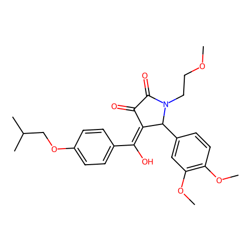(4E)-5-(3,4-dimethoxyphenyl)-4-[hydroxy-[4-(2-methylpropoxy)phenyl]methylidene]-1-(2-methoxyethyl)pyrrolidine-2,3-dione structure