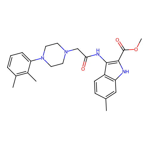 Methyl 3-[[2-[4-(2,3-dimethylphenyl)piperazin-1-yl]acetyl]amino]-6-methyl-1H-indole-2-carboxylate structure