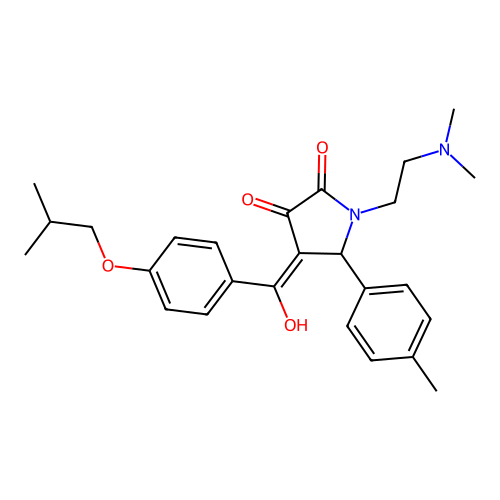 1-(2-dimethylaminoethyl)-4-[hydroxy-[4-(2-methylpropoxy)phenyl]methylidene]-5-(4-methylphenyl)pyrrolidine-2,3-dione structure