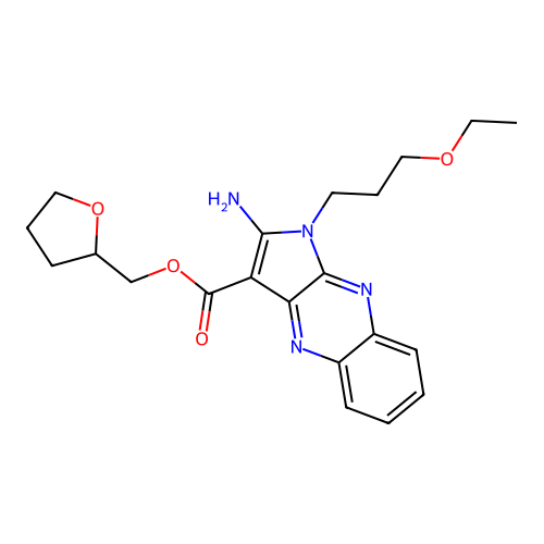 oxolan-2-ylmethyl 2-amino-1-(3-ethoxypropyl)pyrrolo[3,2-b]quinoxaline-3-carboxylate structure