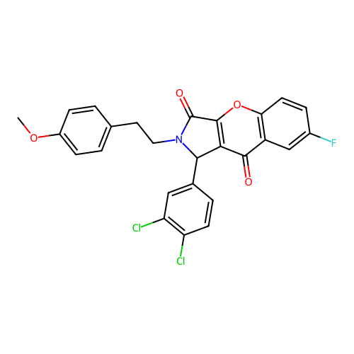 1-(3,4-dichlorophenyl)-7-fluoro-2-(4-methoxyphenethyl)-1,2-dihydrochromeno[2,3-c]pyrrole-3,9-dione structure