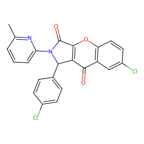 7-chloro-1-(4-chlorophenyl)-2-(6-methylpyridin-2-yl)-1,2-dihydrochromeno[2,3-c]pyrrole-3,9-dione structure