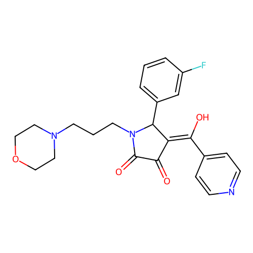 5-(3-fluorophenyl)-3-hydroxy-1-[3-(morpholin-4-yl)propyl]-4-(pyridine-4-carbonyl)-2,5-dihydro-1H-pyrrol-2-one structure