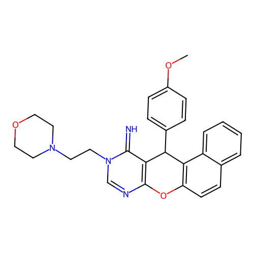 12-(4-methoxyphenyl)-10-[2-(morpholin-4-yl)ethyl]-10,12-dihydro-11H-benzo[5,6]chromeno[2,3-d]pyrimidin-11-imine structure