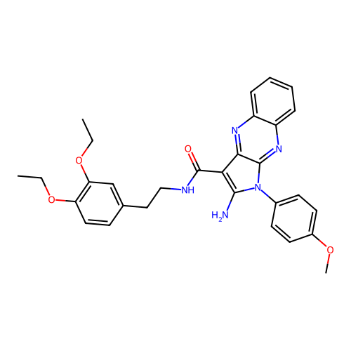 2-amino-N-(3,4-diethoxyphenethyl)-1-(4-methoxyphenyl)-1H-pyrrolo[2,3-b]quinoxaline-3-carboxamide structure