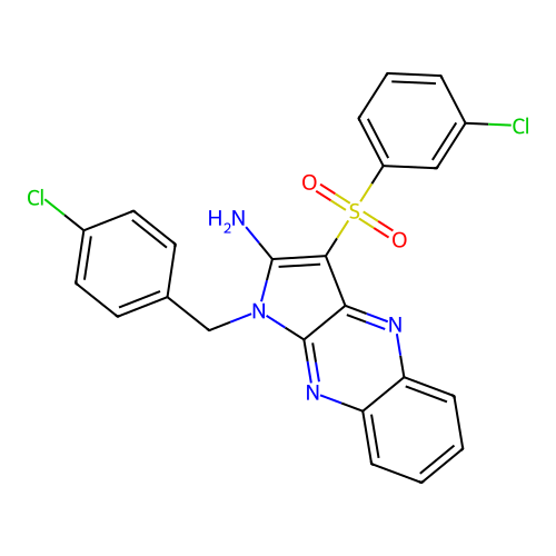 1-(4-chlorobenzyl)-3-((3-chlorophenyl)sulfonyl)-1H-pyrrolo[2,3-b]quinoxalin-2-amine structure